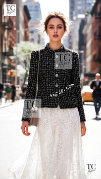 CHANEL 22A Black Beige Wool Cotton Tweed Jacket 36 シャネル ブラック ベージュ ウール コットン ツイード ジャケット 即発