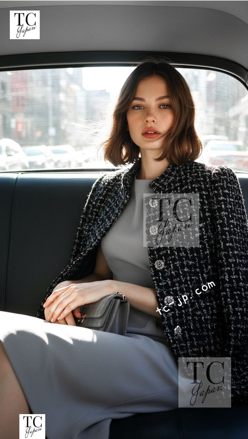 CHANEL 22A Black Beige Wool Cotton Tweed Jacket 36 シャネル ブラック ベージュ ウール コットン ツイード ジャケット 即発