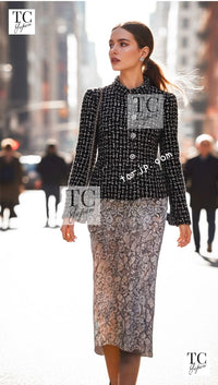 CHANEL 22A Black Beige Wool Cotton Tweed Jacket 36 シャネル ブラック ベージュ ウール コットン ツイード ジャケット 即発
