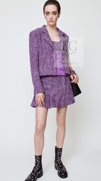 CHANEL 22PS Purple Lion Button Wool Cotton Tweed Jacket 38 シャネル パープル ライオン ボタン ウール コットン ツイード ジャケット 即発 - TC JAPAN