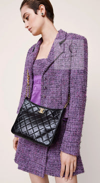 CHANEL 22PS Purple Lion Button Wool Cotton Tweed Jacket 38 シャネル パープル ライオン ボタン ウール コットン ツイード ジャケット 即発 - TC JAPAN