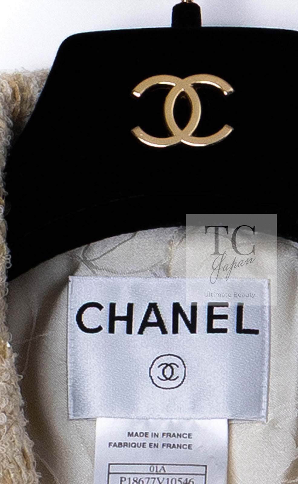 シャネル ジャケット CHANEL 01A アイボリー ベージュ スパンコール