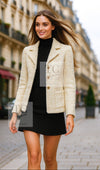 CHANEL 01A Ivory Beige Sequin Wool Tweed Jacket 38 シャネル アイボリー ベージュ スパンコール ウール ツイード ジャケット 即発