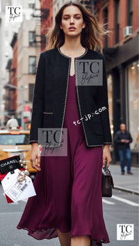 CHANEL 19B Black Llama Wool Chain Trim Jacket 38 40 シャネル ブラック ラマ ウール チェーン トリミング ジャケット 即発