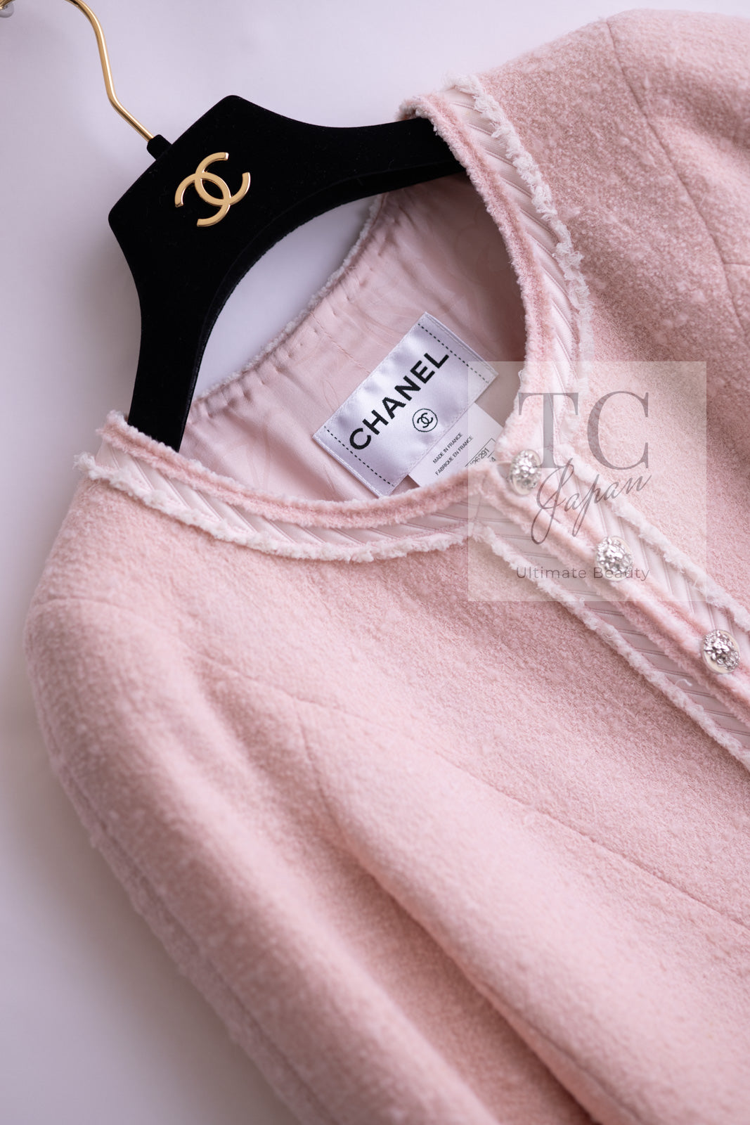 シャネル ジャケット CHANEL ペイル ピンク アプリコット ウール