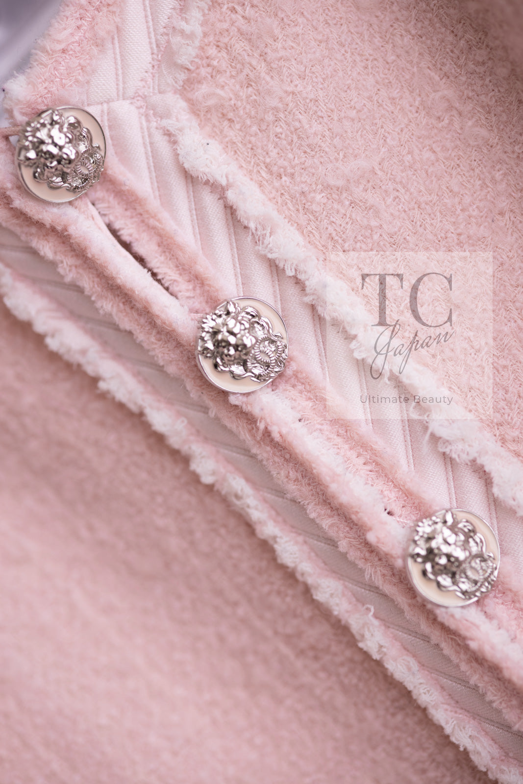 シャネル ジャケット CHANEL ペイル ピンク アプリコット ウール