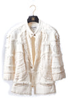 CHANEL 08S Ivory Creme Cotton Silk Chiffon Chain Trim Jacket 42 シャネル アイボリー クリーム コットン シルク シフォン チェーン トリム ジャケット 即発