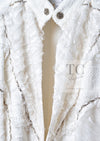 CHANEL 08S Ivory Creme Cotton Silk Chiffon Chain Trim Jacket 42 シャネル アイボリー クリーム コットン シルク シフォン チェーン トリム ジャケット 即発