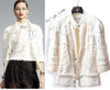 CHANEL 08S Ivory Creme Cotton Silk Chiffon Chain Trim Jacket 42 シャネル アイボリー クリーム コットン シルク シフォン チェーン トリム ジャケット 即発