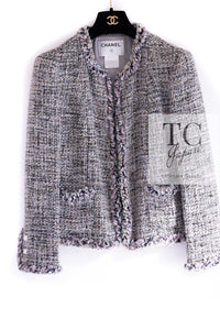 CHANEL 03A Lavender Pink Gray Multicolor Lesage Wool Tweed Jacket 42 シャネル ラベンダー ピンク グレー ルサージュ ツイード ジャケット 即発