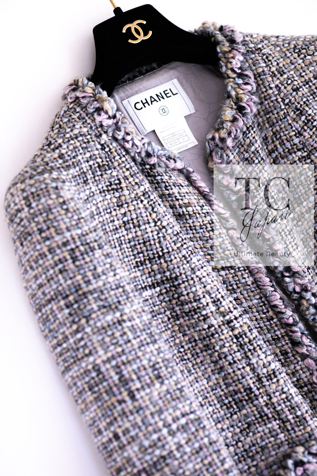 CHANEL 03A Lavender Pink Gray Multicolor Lesage Wool Tweed Jacket 42 シャネル ラベンダー ピンク グレー ルサージュ ツイード ジャケット 即発