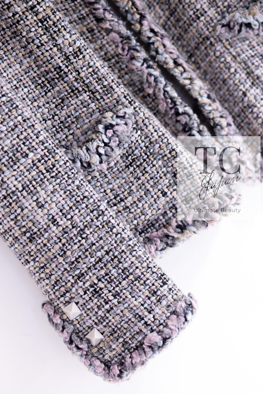 CHANEL 03A Lavender Pink Gray Multicolor Lesage Wool Tweed Jacket 42 シャネル ラベンダー ピンク グレー ルサージュ ツイード ジャケット 即発