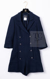 CHANEL 13S Navy Cotton Tweed Bottom Culottes Jumpsuit 34 シャネル ネイビー コットン ツイード ボトムキュロット ジャンプスーツ 即発