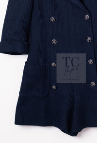 CHANEL 13S Navy Cotton Tweed Bottom Culottes Jumpsuit 34 シャネル ネイビー コットン ツイード ボトムキュロット ジャンプスーツ 即発