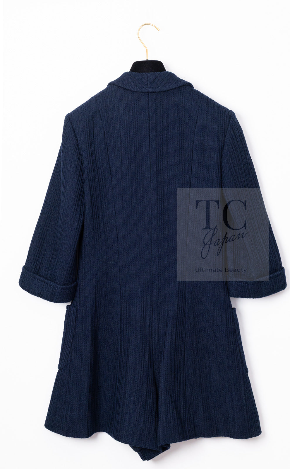 CHANEL 13S Navy Cotton Tweed Bottom Culottes Jumpsuit 34 シャネル ネイビー コットン ツイード ボトムキュロット ジャンプスーツ 即発