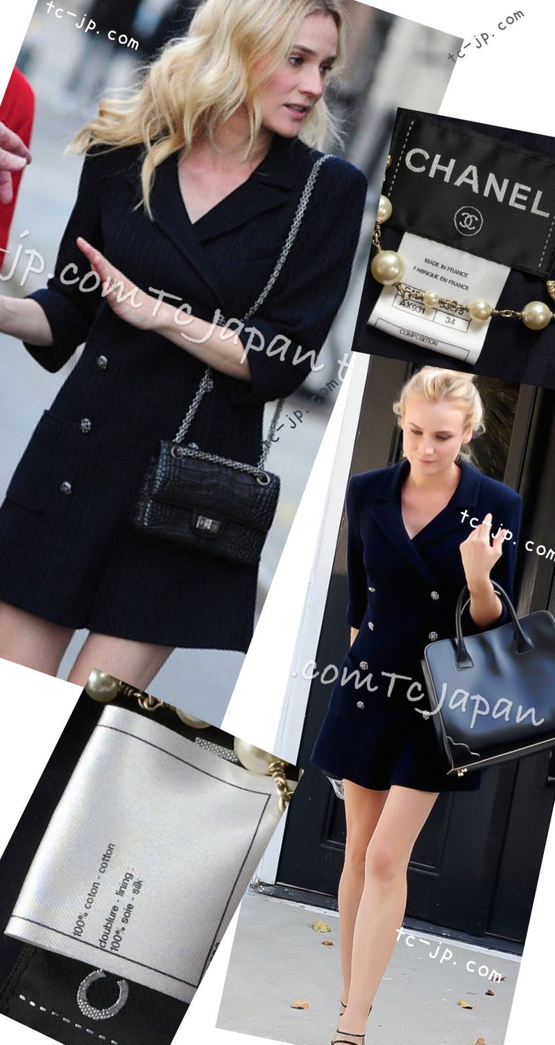 CHANEL 13S Navy Cotton Tweed Bottom Culottes Jumpsuit 34 シャネル ネイビー コットン ツイード ボトムキュロット ジャンプスーツ 即発