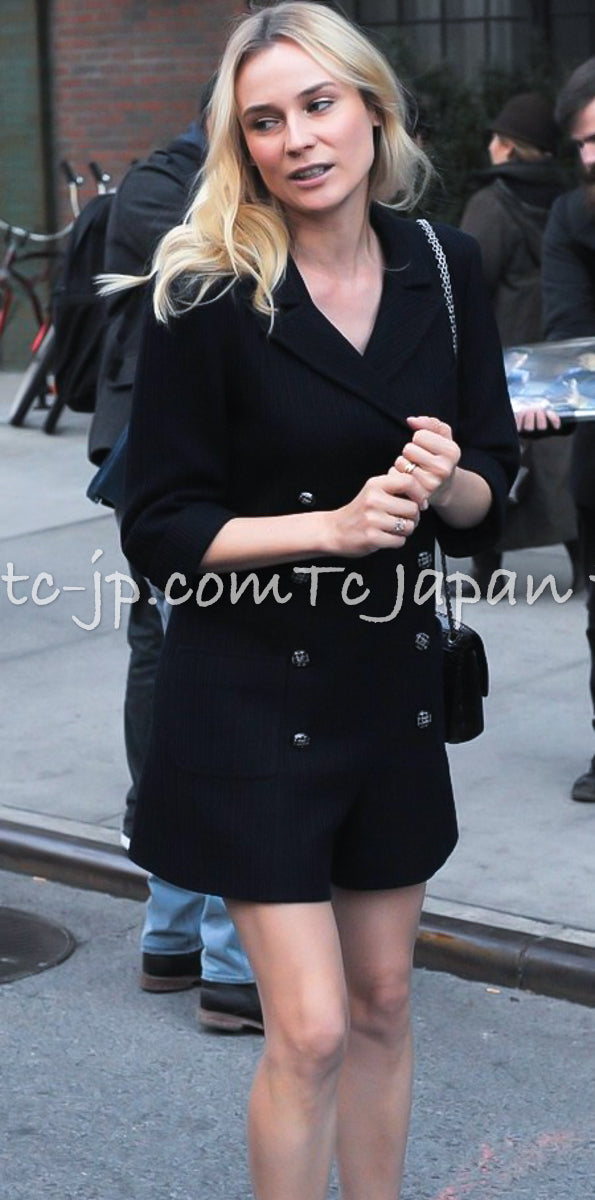 CHANEL 13S Navy Cotton Tweed Bottom Culottes Jumpsuit 34 シャネル ネイビー コットン ツイード ボトムキュロット ジャンプスーツ 即発
