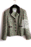 CHANEL 02S Green Pink Floral Tweed Jacket 46 シャネル グリーン ピンク フローラル ツイード ジャケット 即発
