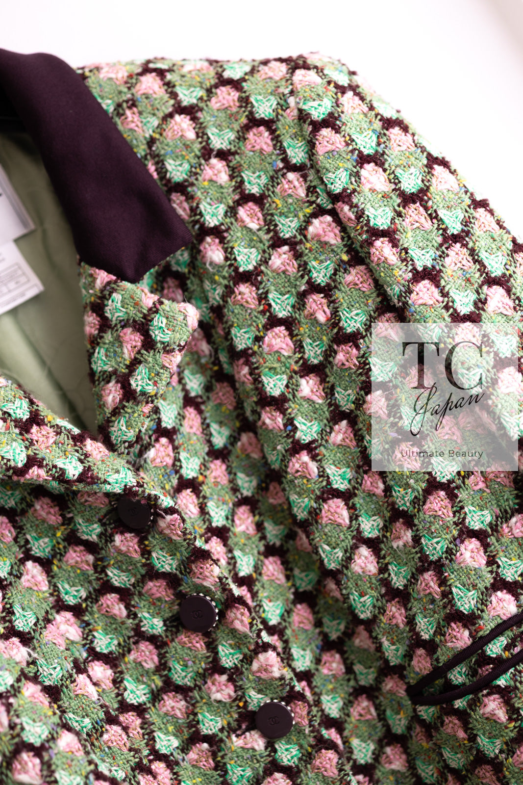 CHANEL 02S Green Pink Floral Tweed Jacket 46 シャネル グリーン ピンク フローラル ツイード ジャケット 即発