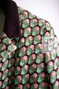 CHANEL 02S Green Pink Floral Tweed Jacket 46 シャネル グリーン ピンク フローラル ツイード ジャケット 即発