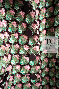 CHANEL 02S Green Pink Floral Tweed Jacket 46 シャネル グリーン ピンク フローラル ツイード ジャケット 即発