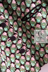 CHANEL 02S Green Pink Floral Tweed Jacket 46 シャネル グリーン ピンク フローラル ツイード ジャケット 即発