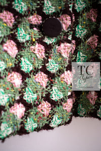 CHANEL 02S Green Pink Floral Tweed Jacket 46 シャネル グリーン ピンク フローラル ツイード ジャケット 即発