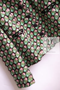 CHANEL 02S Green Pink Floral Tweed Jacket 46 シャネル グリーン ピンク フローラル ツイード ジャケット 即発