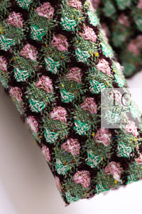 CHANEL 02S Green Pink Floral Tweed Jacket 46 シャネル グリーン ピンク フローラル ツイード ジャケット 即発