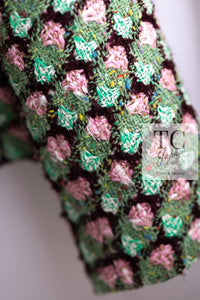 CHANEL 02S Green Pink Floral Tweed Jacket 46 シャネル グリーン ピンク フローラル ツイード ジャケット 即発