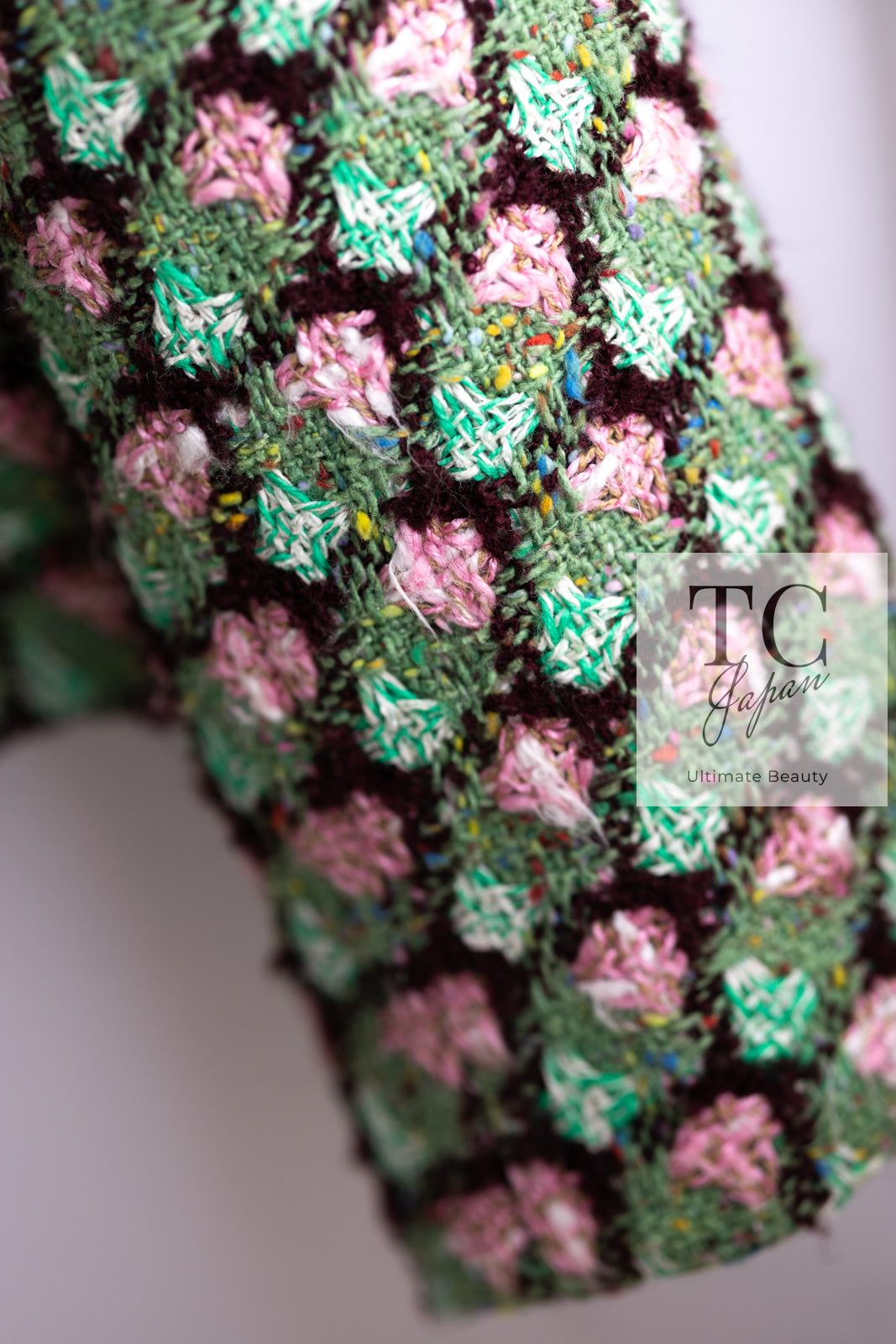 CHANEL 02S Green Pink Floral Tweed Jacket 46 シャネル グリーン ピンク フローラル ツイード ジャケット 即発