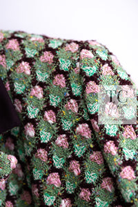 CHANEL 02S Green Pink Floral Tweed Jacket 46 シャネル グリーン ピンク フローラル ツイード ジャケット 即発