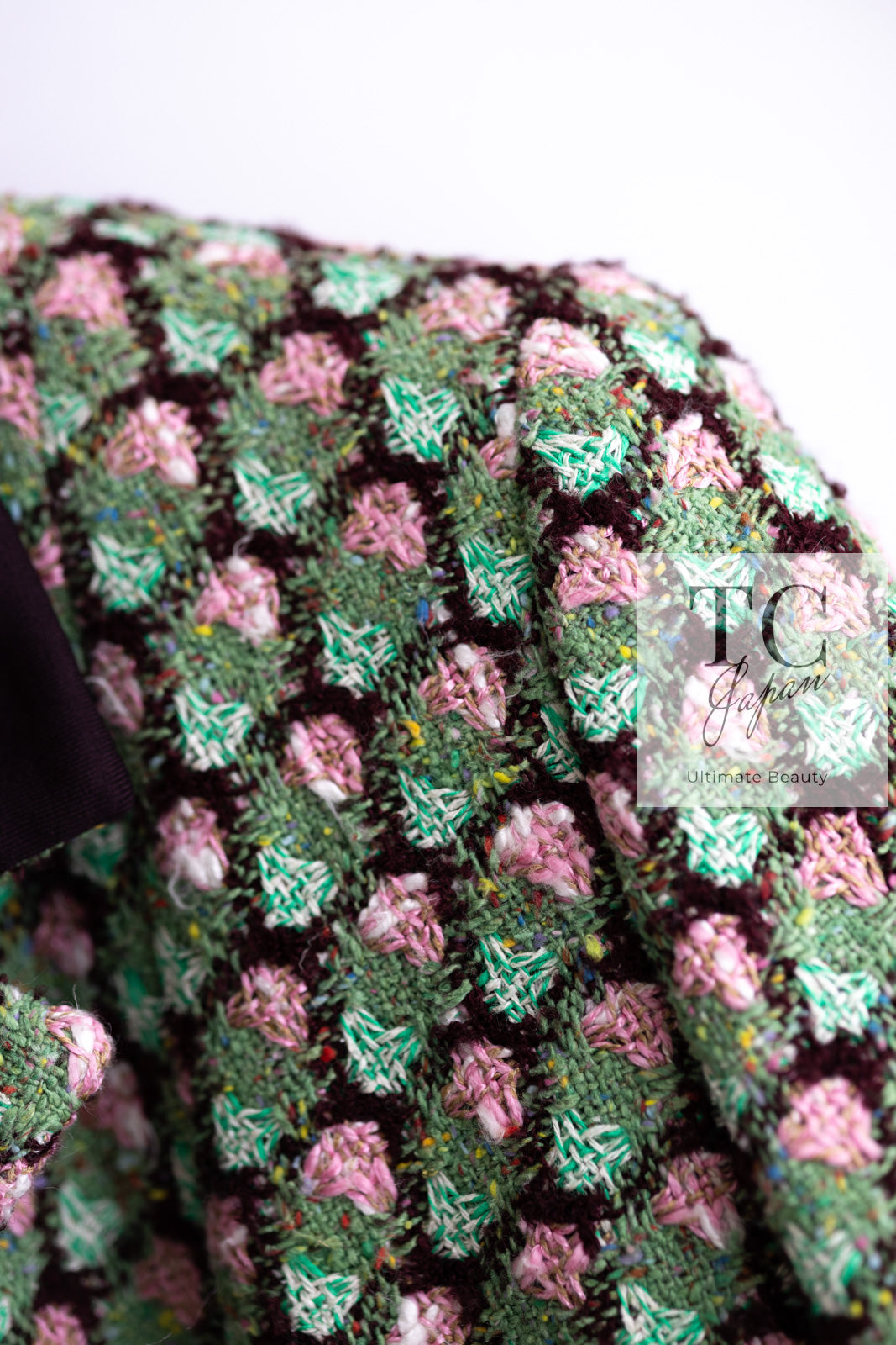 CHANEL 02S Green Pink Floral Tweed Jacket 46 シャネル グリーン ピンク フローラル ツイード ジャケット 即発
