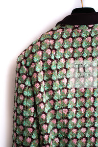 CHANEL 02S Green Pink Floral Tweed Jacket 46 シャネル グリーン ピンク フローラル ツイード ジャケット 即発