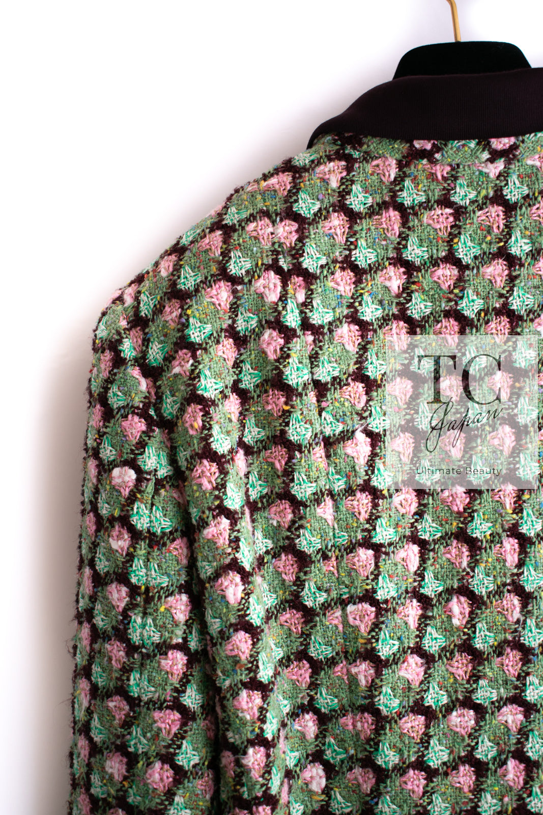 CHANEL 02S Green Pink Floral Tweed Jacket 46 シャネル グリーン ピンク フローラル ツイード ジャケット 即発