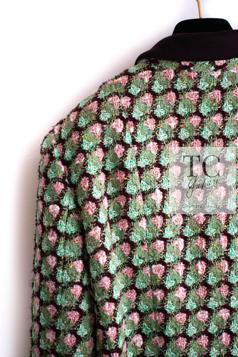 CHANEL 02S Green Pink Floral Tweed Jacket 46 シャネル グリーン ピンク フローラル ツイード ジャケット 即発