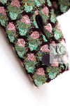 CHANEL 02S Green Pink Floral Tweed Jacket 46 シャネル グリーン ピンク フローラル ツイード ジャケット 即発