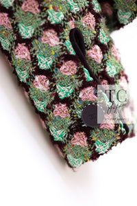 CHANEL 02S Green Pink Floral Tweed Jacket 46 シャネル グリーン ピンク フローラル ツイード ジャケット 即発
