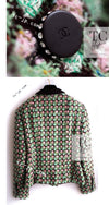CHANEL 02S Green Pink Floral Tweed Jacket 46 シャネル グリーン ピンク フローラル ツイード ジャケット 即発