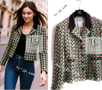 CHANEL 02S Green Pink Floral Tweed Jacket 46 シャネル グリーン ピンク フローラル ツイード ジャケット 即発
