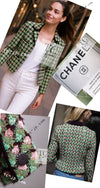 CHANEL 02S Green Pink Floral Tweed Jacket 46 シャネル グリーン ピンク フローラル ツイード ジャケット 即発