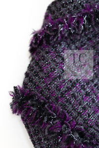 CHANEL 03A Purple Black Metallic Wool Tweed Jacket 38 40 シャネル パープル ブラック ウール ツイード ジャケット 即発