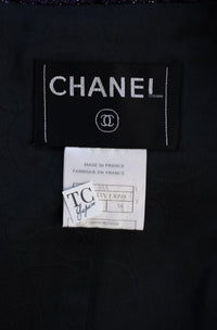 CHANEL Jacket Skirt Suit 03A Purple Black Metallic Wool Tweed 38 | UK