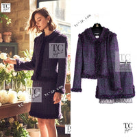 CHANEL Jacket Skirt Suit 03A Purple Black Metallic Wool Tweed 38 | UK
