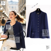 CHANEL 95S Vintage Navy Wool Cotton Jacket 36 38 シャネル ヴィンテージ ネイビー ウール コットン ジャケット 即発