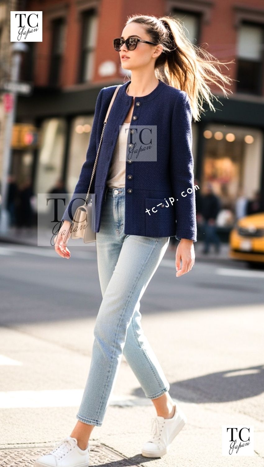 CHANEL 95S Vintage Navy Wool Cotton Jacket 36 38 シャネル ヴィンテージ ネイビー ウール コットン ジャケット 即発