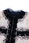 CHANEL 10C Ginza Limited Ivory Black Tulle Trimming Wool Silk Jacket 34 シャネル 銀座限定 アイボリー ブラック チュール レース トリミング ジャケット 即発