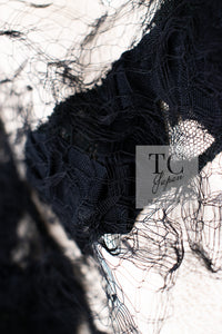 CHANEL 10C Ginza Limited Ivory Black Tulle Trimming Wool Silk Jacket 34 シャネル 銀座限定 アイボリー ブラック チュール レース トリミング ジャケット 即発