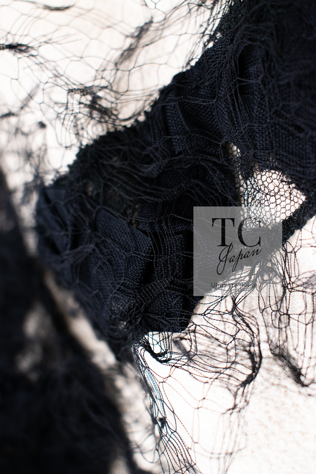 CHANEL 10C Ginza Limited Ivory Black Tulle Trimming Wool Silk Jacket 34 シャネル 銀座限定 アイボリー ブラック チュール レース トリミング ジャケット 即発