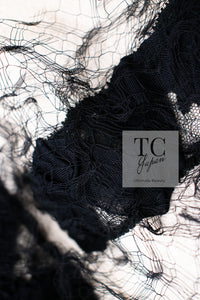 CHANEL 10C Ginza Limited Ivory Black Tulle Trimming Wool Silk Jacket 34 シャネル 銀座限定 アイボリー ブラック チュール レース トリミング ジャケット 即発